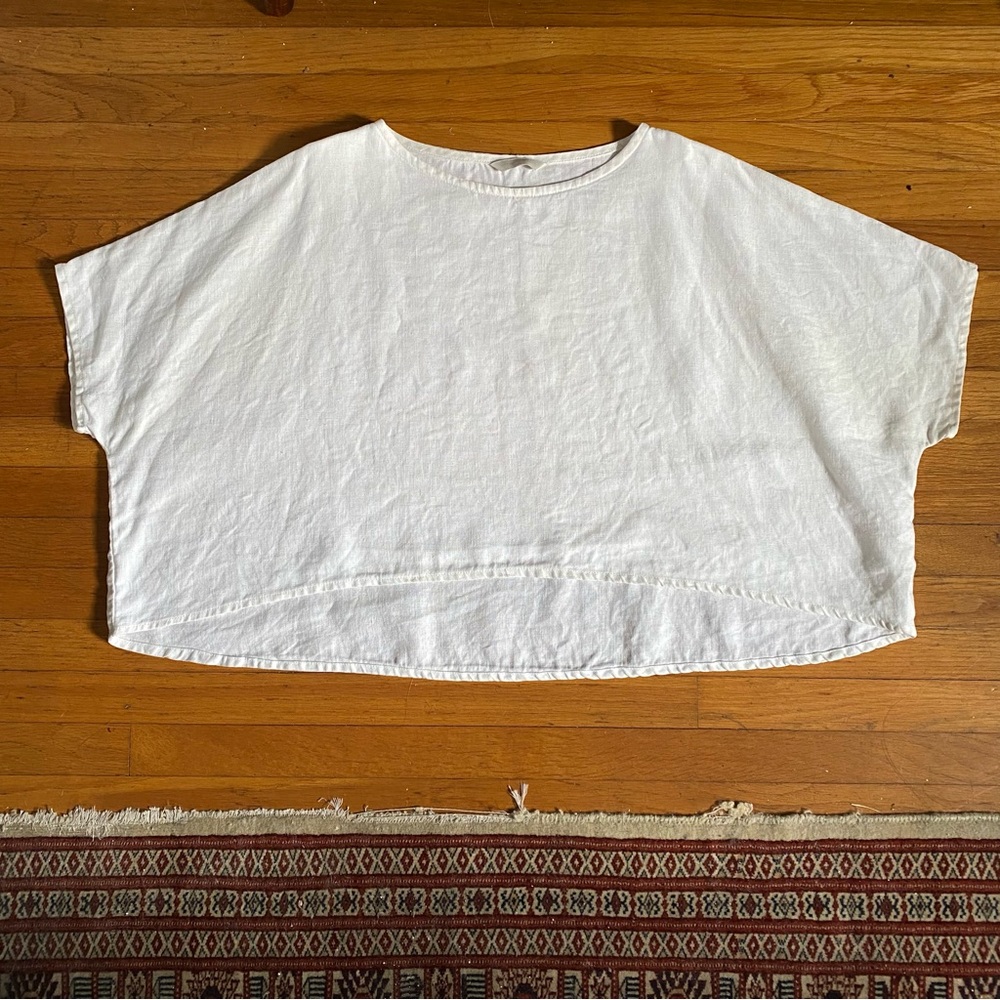 Elizabeth Suzann Linn Tee White Linen Top - OS